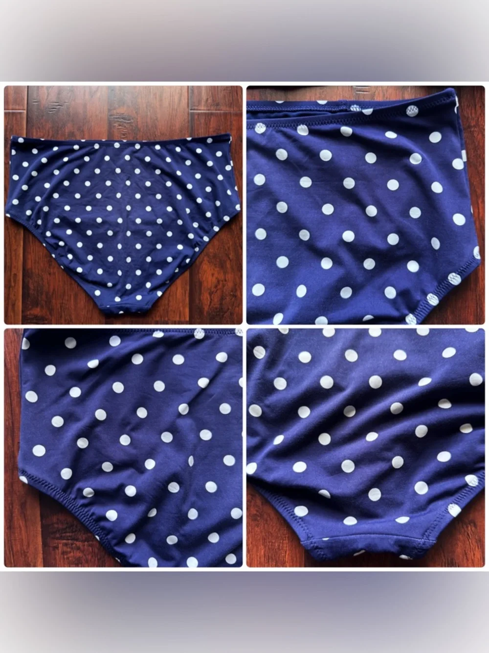 Lands‎ End 4 Pc Swim Set Women's Sz L/XL -16/18 DDD Shirt Pants Tankini Navy Dot